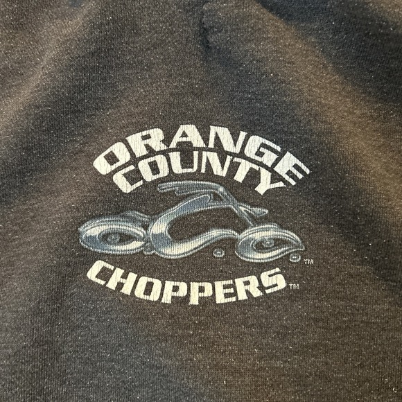 Vtg Orange County Chopper Hoodie Mens Medium Large Faded Black Distressed Y2K - Picture 2 of 10